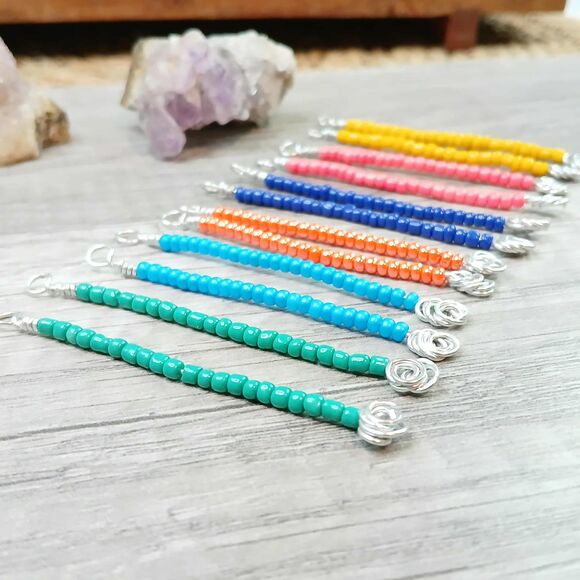 12 piece beaded charm dangles, jewelry making, 2" - Picture 2 of 3